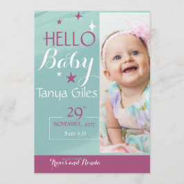 Hello Baby Birth Announcement Card 招待状