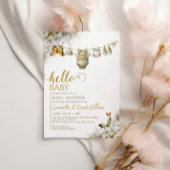 Hello Baby Botanical Clothes Neutral Baby Shower 招待状