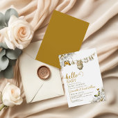 Hello Baby Botanical Clothes Neutral Baby Shower 招待状