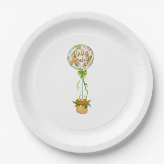 Hello Baby Boy Paper Plates – Soft Elegant ペーパープレート (正面)