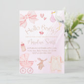 Hello Baby! Cute Bow Baby Shower Party 招待状 (スタンド正面)