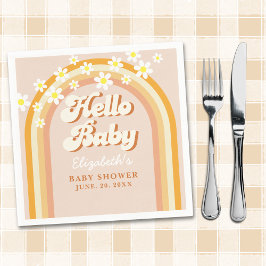 Hello Baby Cute Groovy Baby Shower スタンダードカクテルナプキン