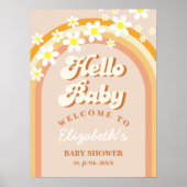Hello Baby Cute Groovy Baby Shower ポスター (正面)