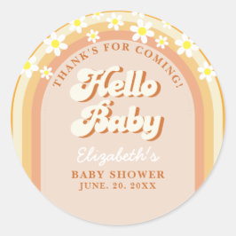 Hello Baby Cute Groovy Baby Shower ラウンドシール
