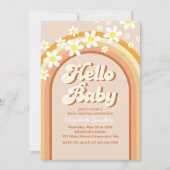 Hello Baby Cute Groovy Baby Shower 招待状 (正面)