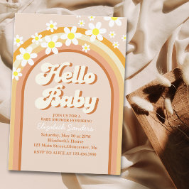 Hello Baby Cute Groovy Baby Shower 招待状