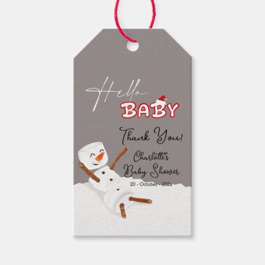 Hello Baby Cute Snowman Baby Shower ギフトタグ (正面)