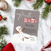 Hello Baby Cute Snowman Baby Shower サンキューカード