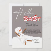 Hello Baby Cute Snowman Baby Shower サンキューカード (正面)