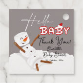 Hello Baby Cute Snowman Baby Shower フェイバータグ (裏面)