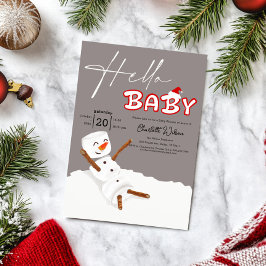 Hello Baby Cute Snowman Baby Shower 招待状