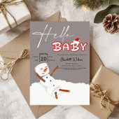 Hello Baby Cute Snowman Baby Shower 招待状