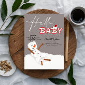 Hello Baby Cute Snowman Baby Shower 招待状