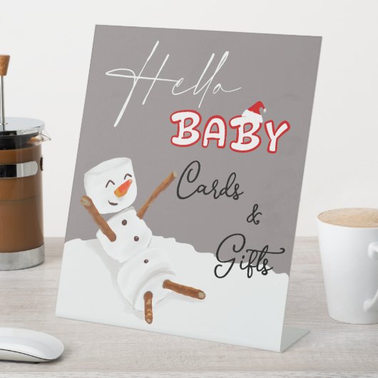 Hello Baby Cute Snowman Baby Shower Cards & Gifts 台座サイン (インサイチュ)