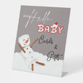 Hello Baby Cute Snowman Baby Shower Cards & Gifts 台座サイン (正面)