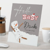 Hello Baby Cute Snowman Baby Shower Drinks 台座サイン (インサイチュ)