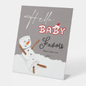 Hello Baby Cute Snowman Baby Shower Favors 台座サイン (正面)