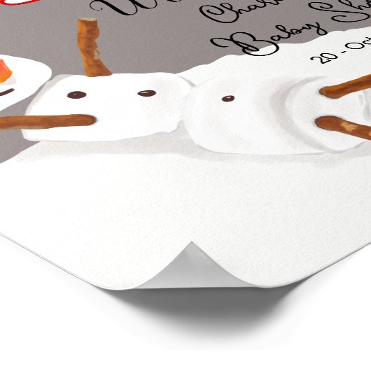 Hello Baby Cute Snowman Baby Shower Welcome ポスター (角)