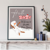 Hello Baby Cute Snowman Baby Shower Welcome ポスター