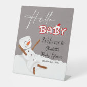 Hello Baby Cute Snowman Baby Shower Welcome 台座サイン (正面)