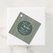 Hello Baby Dark Green Stripes Baby Shower フェイバータグ (インサイチュ)