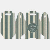 Hello Baby Dark Green Stripes Baby Shower フェイバーボックス (見開き)