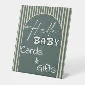 Hello Baby Dark Green Stripes Cards & Gifts 台座サイン (正面)