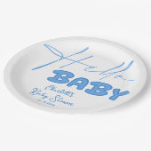Hello Baby Elegant Baby Shower ペーパープレート (アングル)