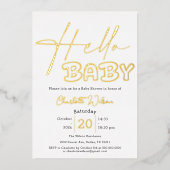 Hello Baby Elegant Baby Shower Foil Invitation 箔招待状 (正面)