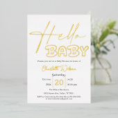Hello Baby Elegant Baby Shower Foil Invitation 箔招待状 (立ち正面)