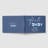 Hello Baby Elegant Dark Blue Baby Shower ゲストブック (全面)