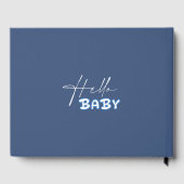 Hello Baby Elegant Dark Blue Baby Shower ゲストブック (裏面)
