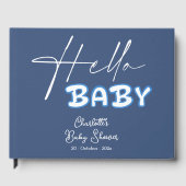 Hello Baby Elegant Dark Blue Baby Shower ゲストブック (正面)