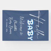 Hello Baby Elegant Dark Blue Baby Shower 横断幕 (横)