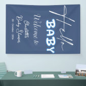 Hello Baby Elegant Dark Blue Baby Shower 横断幕 (トレードショー)