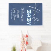 Hello Baby Elegant Dark Blue Baby Shower 横断幕 (インサイチュ)