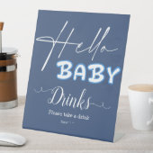 Hello Baby Elegant Dark Blue Baby Shower Drinks 台座サイン (インサイチュ)