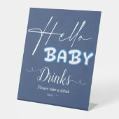 Hello Baby Elegant Dark Blue Baby Shower Drinks 台座サイン (正面)