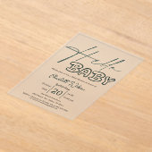 Hello Baby Elegant Dark Green Baby Shower アクリル招待状 (レイダウン)