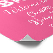 Hello Baby Elegant Dark Pink Baby Shower Welcome ポスター (角)