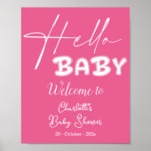 Hello Baby Elegant Dark Pink Baby Shower Welcome ポスター (正面)