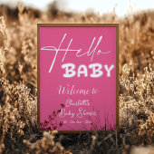 Hello Baby Elegant Dark Pink Baby Shower Welcome ポスター