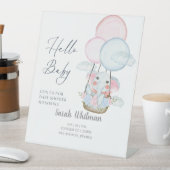 "Hello Baby" Elephant Hot Air Balloon Baby Shower  台座サイン (インサイチュ)