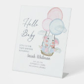 "Hello Baby" Elephant Hot Air Balloon Baby Shower  台座サイン (正面)