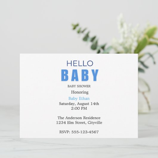 Hello Baby Ethan Shower Invitation 案内状 (スタンド正面)