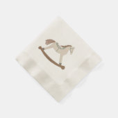 Hello Baby Girl Pink & Green Bow Rocking Horse 縁ありカクテルナプキン (角)