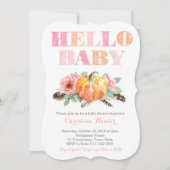 HELLO BABY Girl Shower Cards Pumpkinsバラ 招待状 (正面)