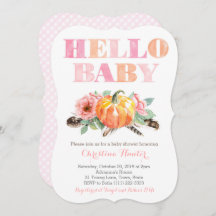 HELLO BABY Girl Shower Cards Pumpkinsバラ