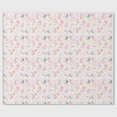 Hello Baby Girl – Watercolor Pattern Design ラッピングペーパー (フラット)