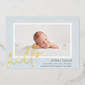 Hello Baby Gold Foil Photo Birth Announcement 箔招待状 (正面)